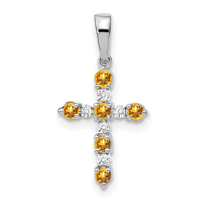 14K white gold diamond cross pendant