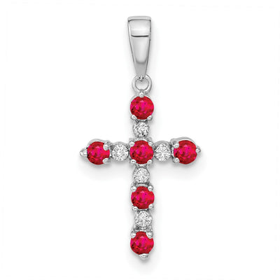 14K white gold diamond cross pendant