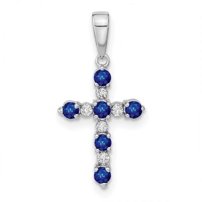 14K white gold diamond cross pendant