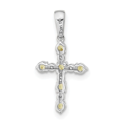 14K White Gold Peridot and Diamond Cross Pendant
