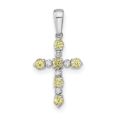 14K white gold diamond cross pendant
