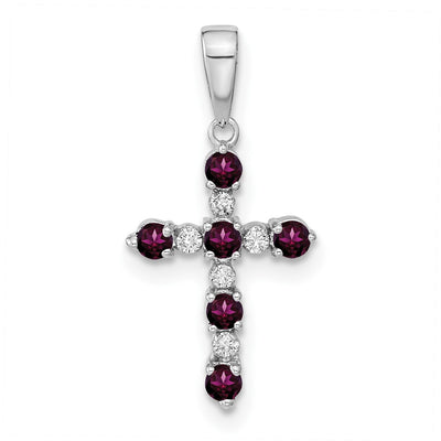 14K white gold diamond cross pendant