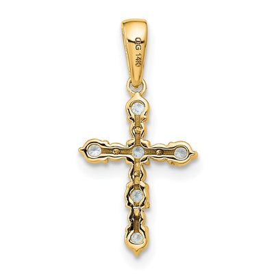 14K White Topaz and Diamond Cross Pendant