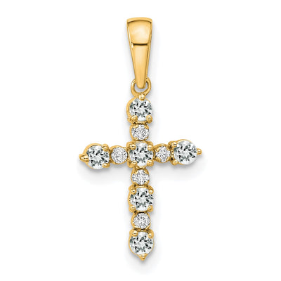 14K white gold diamond cross pendant