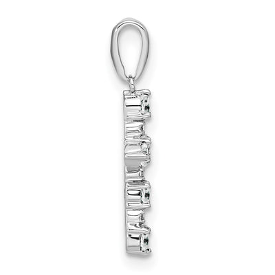 14K White Gold White Topaz and Diamond Cross Pendant