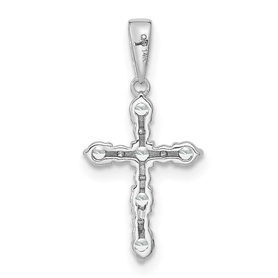14K White Gold White Topaz and Diamond Cross Pendant