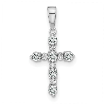 14K white gold diamond cross pendant