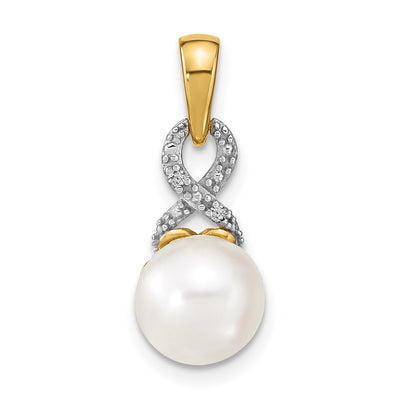 14K Freshwater Cultured Pearl and Diamond Pendant