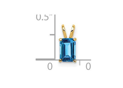 14K gold blue topaz pendant, alternate view