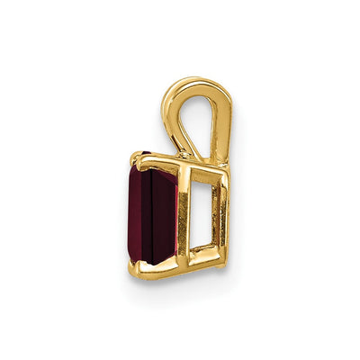 14K Emerald Cut Garnet pendant, 10 x 4mm