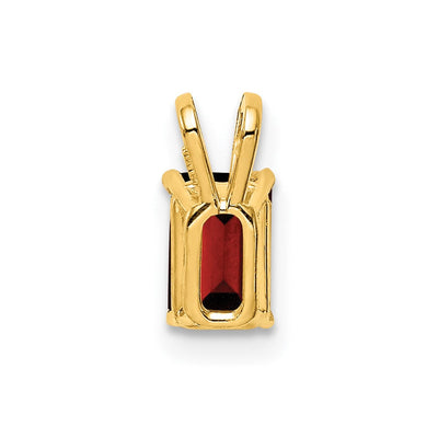 14K Emerald Cut Garnet pendant, 10 x 4mm