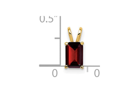 14k Emerald Cut Garnet pendant (Style XP419GA)