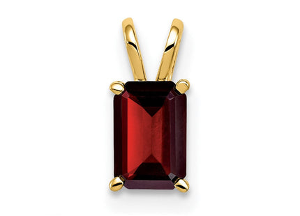 14k Emerald Cut Garnet pendant (Style XP419GA)