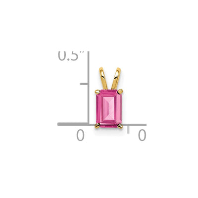 14K Emerald Cut Pink Tourmaline pendant