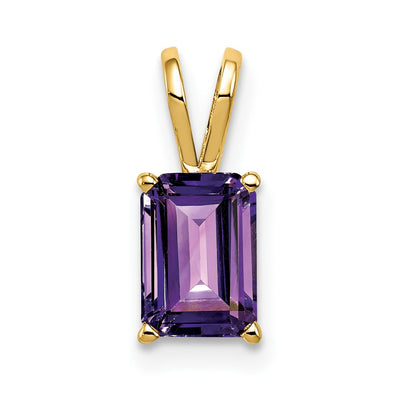 14K Emerald Cut Amethyst pendant, 13 x 5mm