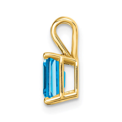 14K Emerald Cut Blue Topaz pendant, 13 x 5mm
