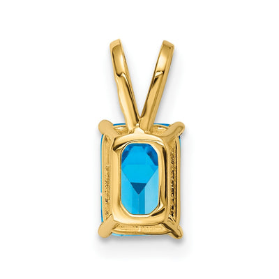 14K Emerald Cut Blue Topaz pendant, 13 x 5mm