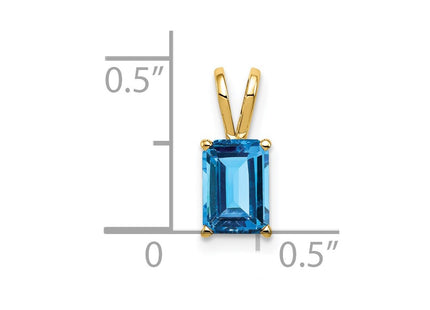 14K gold blue topaz pendant, another view