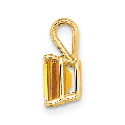 14K Emerald Cut Citrine pendant, 13 x 5mm