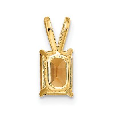 14K Emerald Cut Citrine pendant, 13 x 5mm
