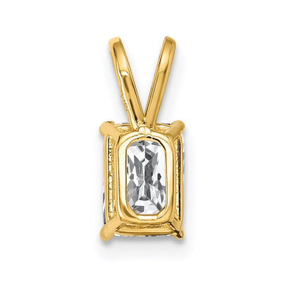 14K Emerald Cut Cubic Zirconia pendant, 13 x 5mm