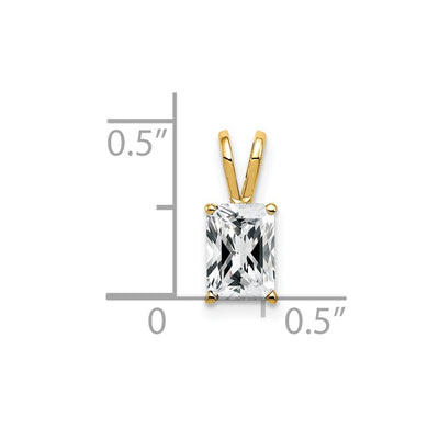 14K Emerald Cut Cubic Zirconia pendant, 13 x 5mm