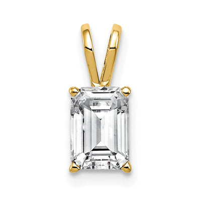 14K Emerald Cut Cubic Zirconia pendant, 13 x 5mm