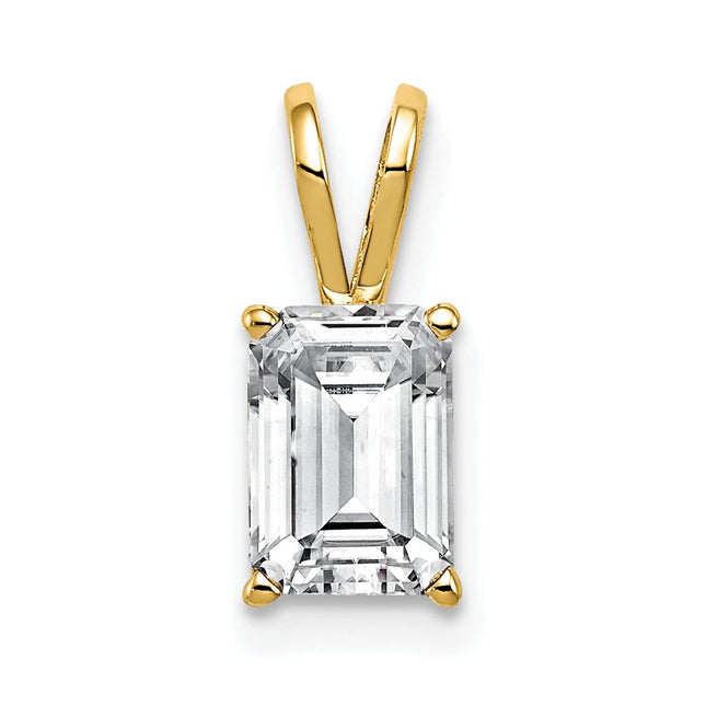 14k Emerald Cut Cubic Zirconia pendant, 13 x 5mm