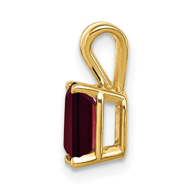 14K Emerald Cut Garnet pendant, 13 x 5mm