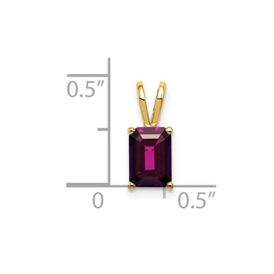 14K Emerald Cut Rhodolite Garnet pendant