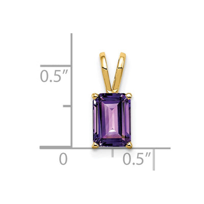 14K Emerald Cut Amethyst pendant, 15 x 6mm