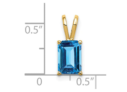 14k Emerald Cut Blue Topaz pendant (Style XP421BT)