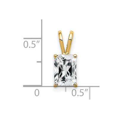 14K Emerald Cut Cubic Zirconia pendant, 15 x 6mm