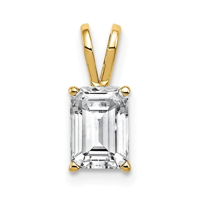 14k Emerald Cut Cubic Zirconia pendant, 15 x 6mm