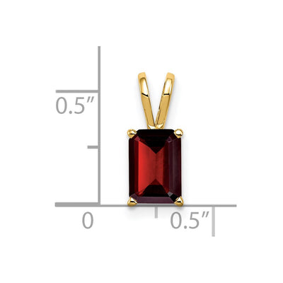 14K Emerald Cut Garnet pendant, 15 x 6mm