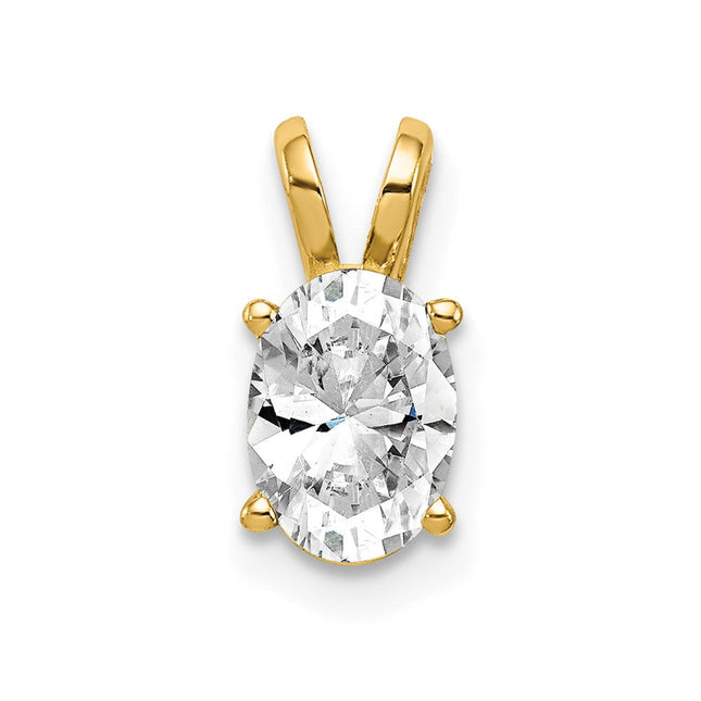 14k Oval Cubic Zirconia pendant, 11 x 5mm