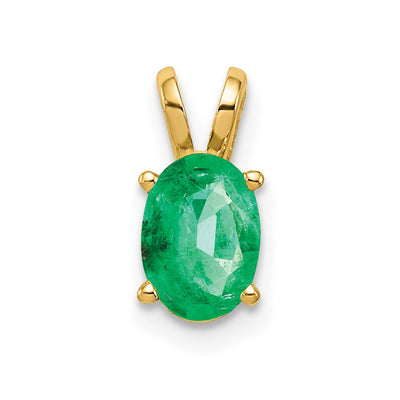 14K gold emerald oval pendant