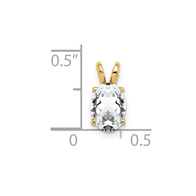 14K Oval Cubic Zirconia pendant, 12 x 6mm