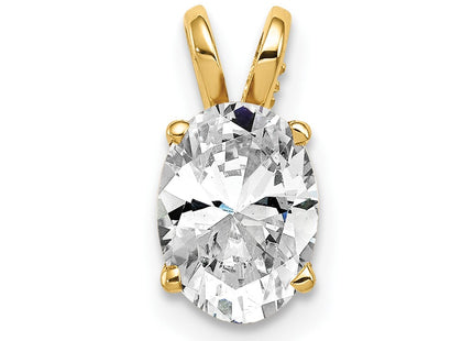 14K gold cubic zirconia oval pendant