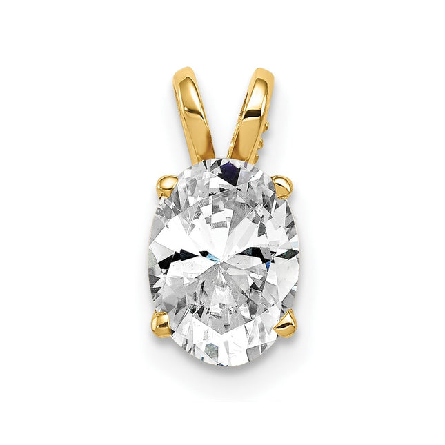 14K gold cubic zirconia oval pendant