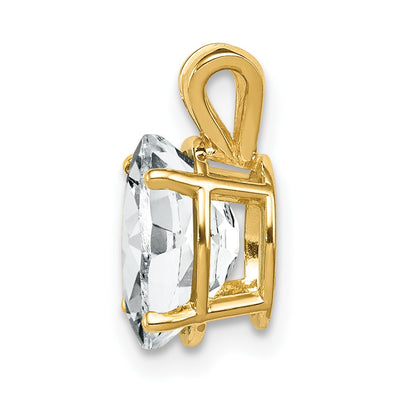 14K Oval Cubic Zirconia pendant, 12 x 7mm
