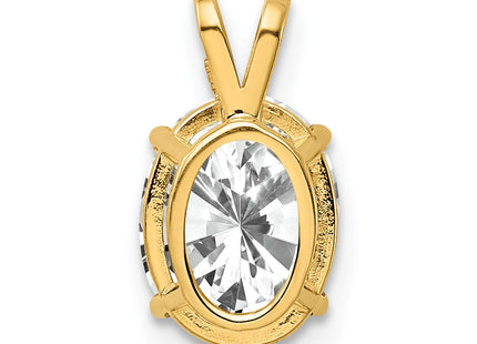 14K gold cubic zirconia oval pendant, another view