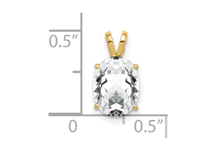 14K gold cubic zirconia oval pendant, further view
