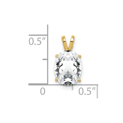 14K Oval Cubic Zirconia pendant, 12 x 7mm