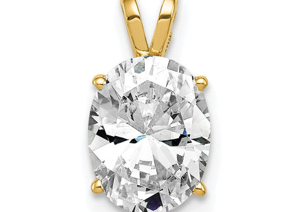 14K gold cubic zirconia oval pendant
