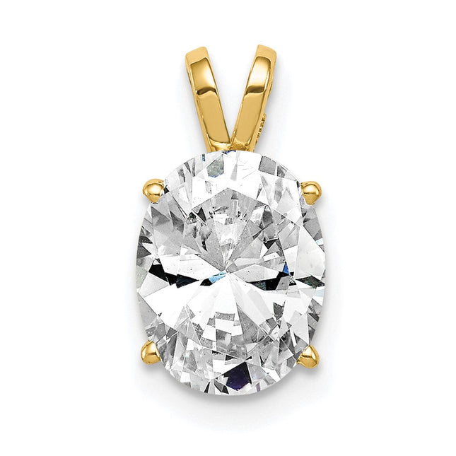14k Oval Cubic Zirconia pendant, 12 x 7mm