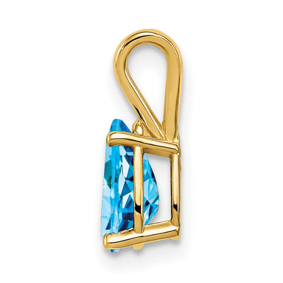 14K Pear Blue Topaz pendant, 14 x 5mm