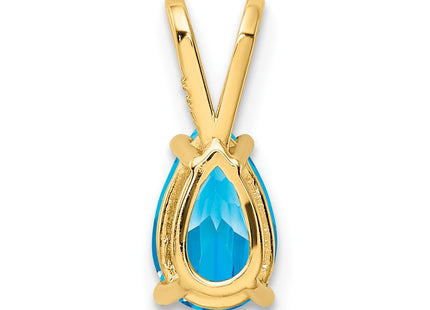14K gold blue topaz pendant, another view