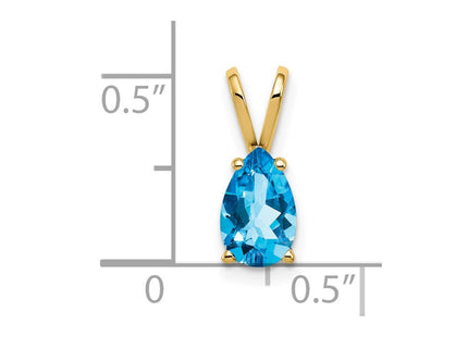 14K gold blue topaz pendant, further view