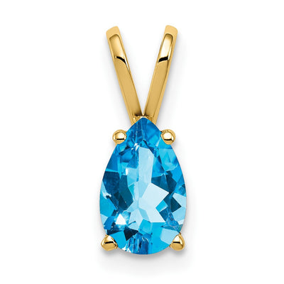 14K gold blue topaz pendant